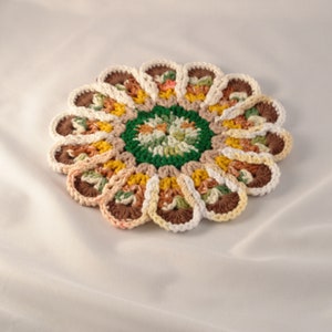 Farmhouse style cotton trivet, mandala style trivet, cottage hot pads, tabletop protection, farmhouse pot holder, modern prairie style