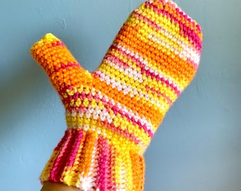 Handmade Chunky Knit Mittens: Warm Crochet Hand Warmers