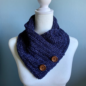 Crocheted cowl scarf, pull over cowl, cowl style neck warmer, handmade bib style scarf, Blue cowl, lightweight neck wrap