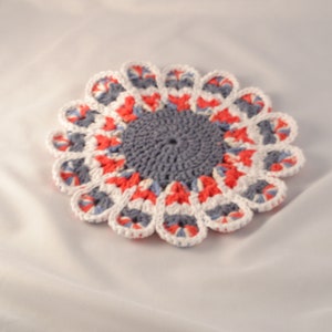 Modern prairie cotton trivet, mandala style trivet, cottage style hot pads, tabletop protection, farmhouse pot holder, cotton table pad