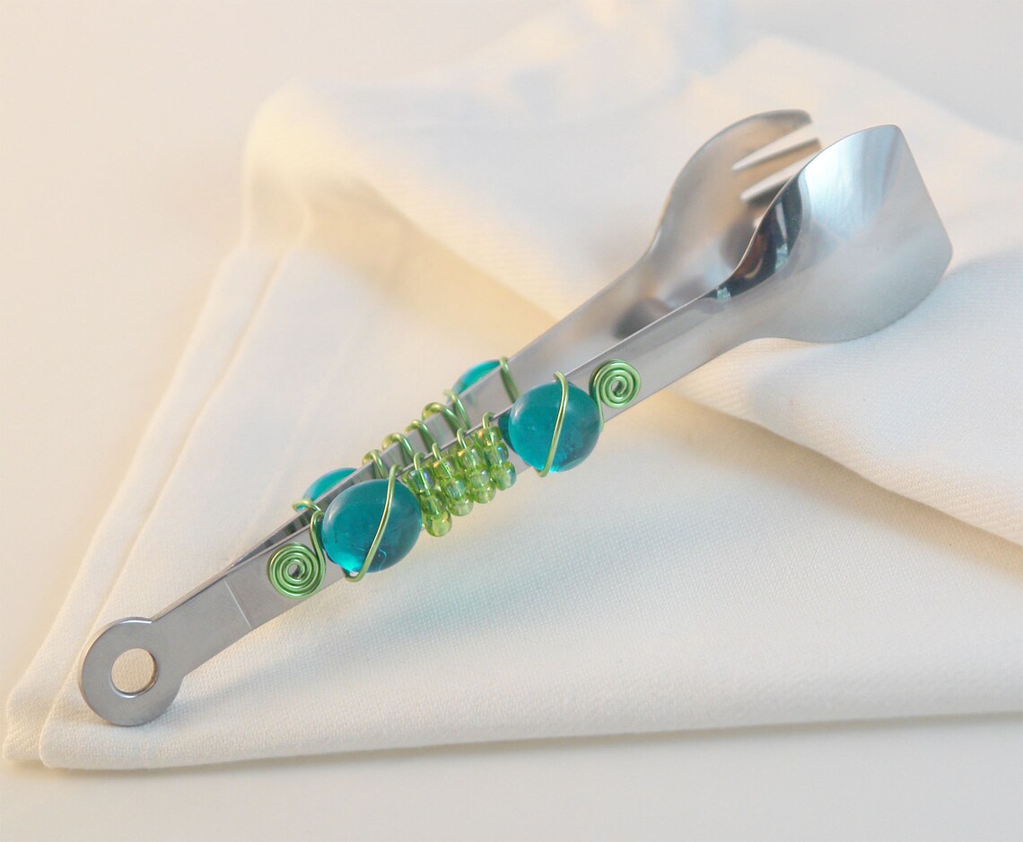 Beaded serving tongs