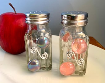 Beaded Glass Salt & Pepper Shakers - Tabletop Decor, Kitchen Essentials, Decorative Shakers, Housewarming Gift