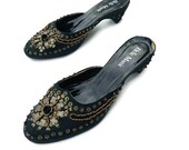 Vintage Beaded Embriodered Slide heels Mules size 6.5