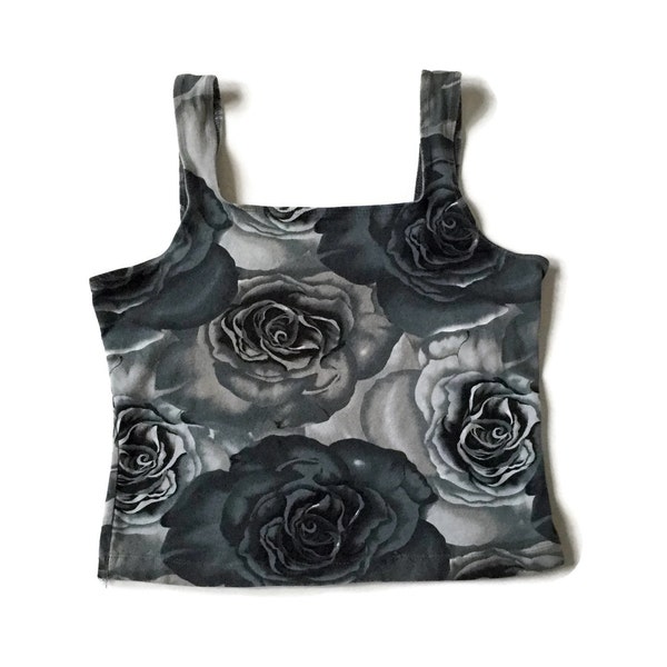 FLASH SALE 20% off 90's Goth Black Rose Crop Top