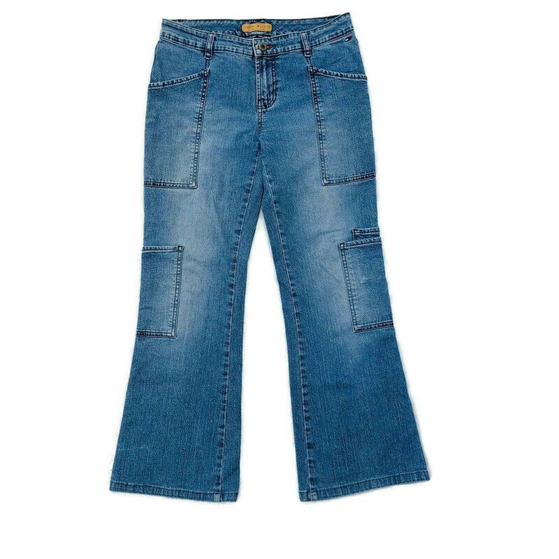 90s Tommy Hilfiger Jeans Cargo Style Cropped Flare Bootcut Jeans size 3