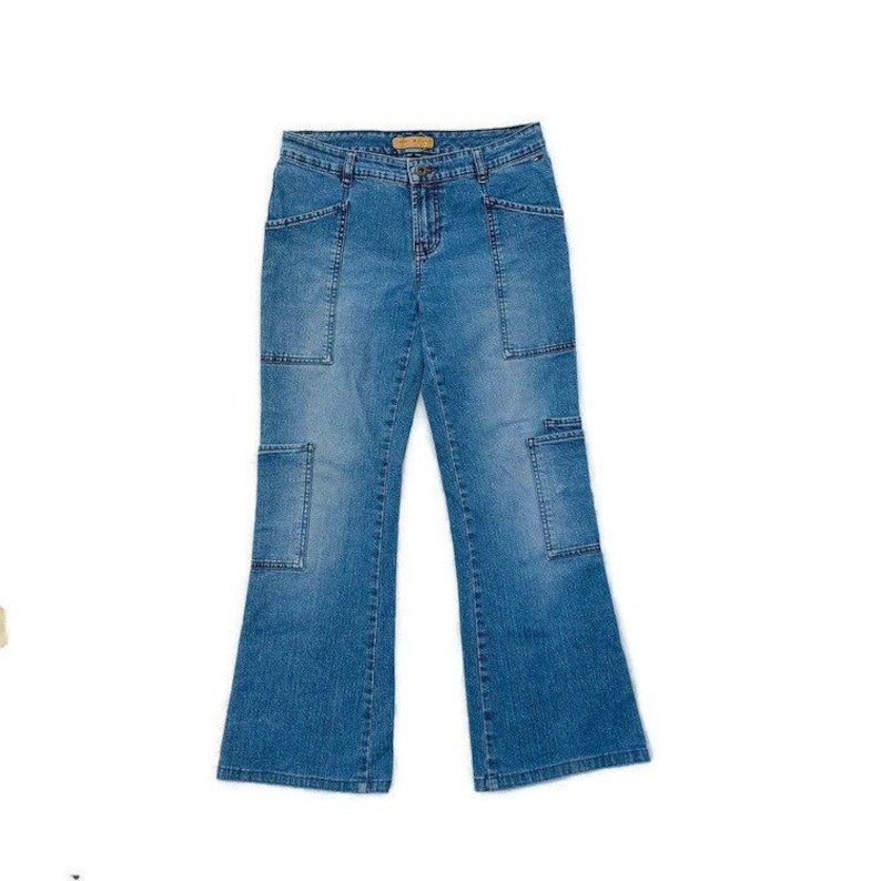90s Tommy Hilfiger Jeans Cargo Style Cropped Flare Bootcut Jeans size 3