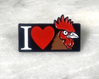 I Heart Rooster Enamel Pin