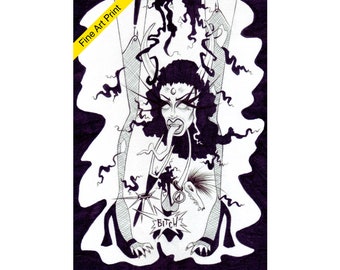 Disasterina Monsters of Rock Portrait - Signed Digital Print by Nikinikill