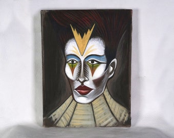 Unfinished Clown Queen oil painting