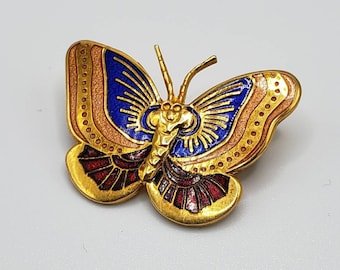 Gold Tone Cloisonne Butterfly Pin from the Metropolitan Museum of Art