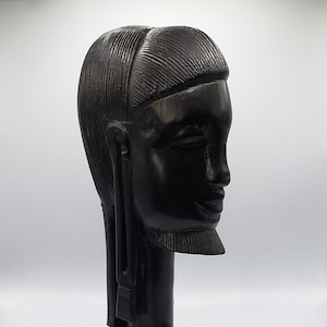 Hand Carved African Male Bust, Ebony Wood Sculpture, Handcrafted Tribal Folk Art