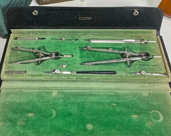 Vintage Dietzgen Master-Pro Drafting Tool Set Kit 8 Pieces with Case, Caliper Tool Kit Measuring Tools