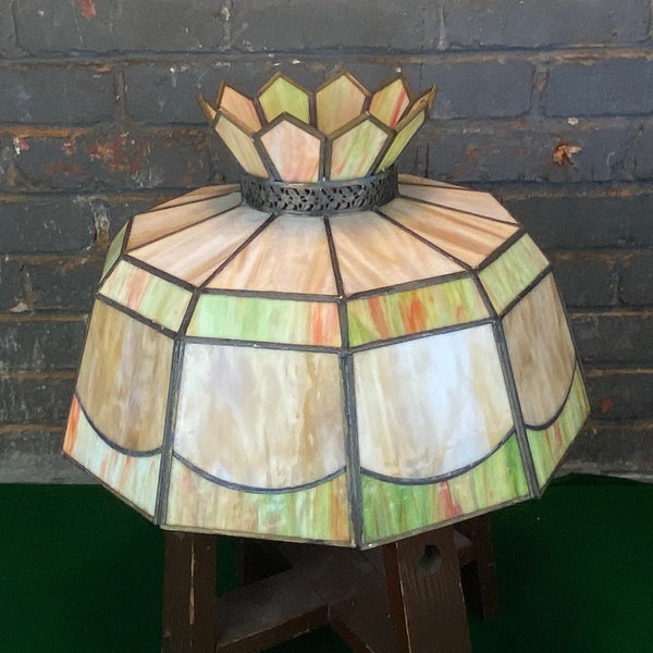 Slag Glass Lamp Shade Etsy