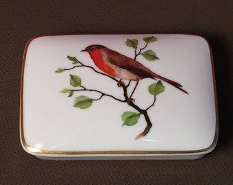 Porcelain Trinket Box, Gefiederte Welt, Rosenthal, Handmalerei, Munchen Germany, Hand Painted Bird