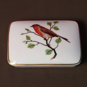 Porcelain Trinket Box, Gefiederte Welt, Rosenthal, Handmalerei, Munchen Germany, Hand Painted Bird image 1