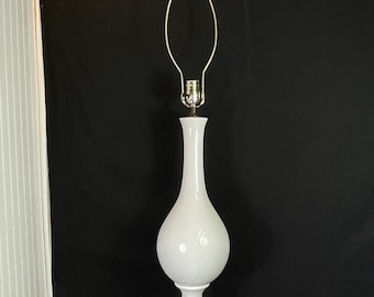 1960's Sleek Mid Century Modern Danish White Ceramic Table Lamp