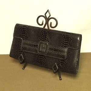 Noir, Faux Alligator, Enveloppe Embrayage, Plier au-dessus de l’embrayage, Corps croisé