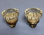 Antique Glass Door Knobs, Vintage Door Hardware, Architectural Salvage, Crystal Door Pulls, 12 Point Faceted Glass Door Knob, Fluted Knob