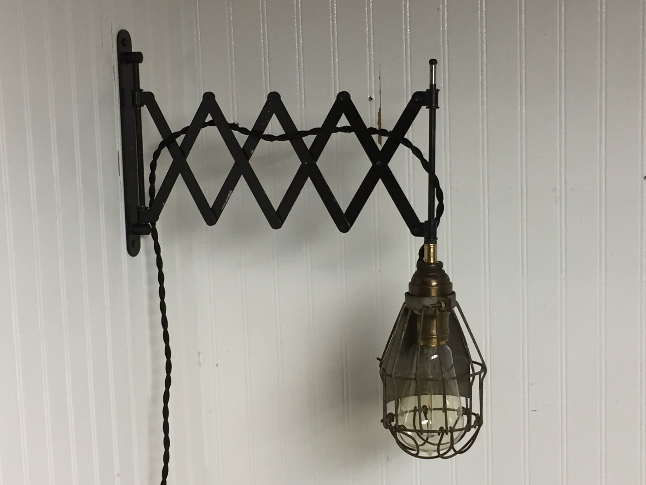 Industrial Articulating Scissor Wall Light, Scissor Cage Light, Vintage ...
