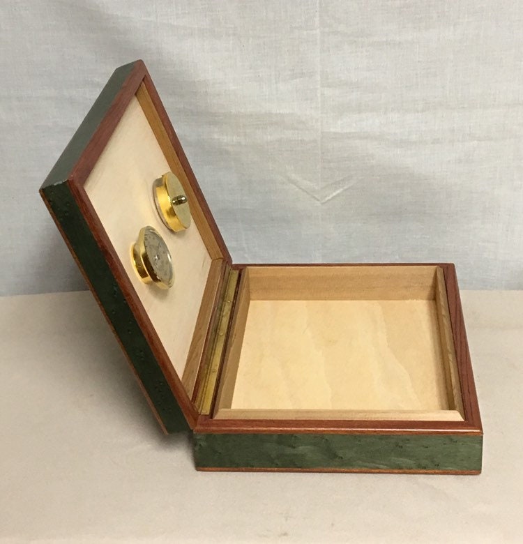 Wooden Italian Cigar Humidor Box with Humidistat, Made in Italy