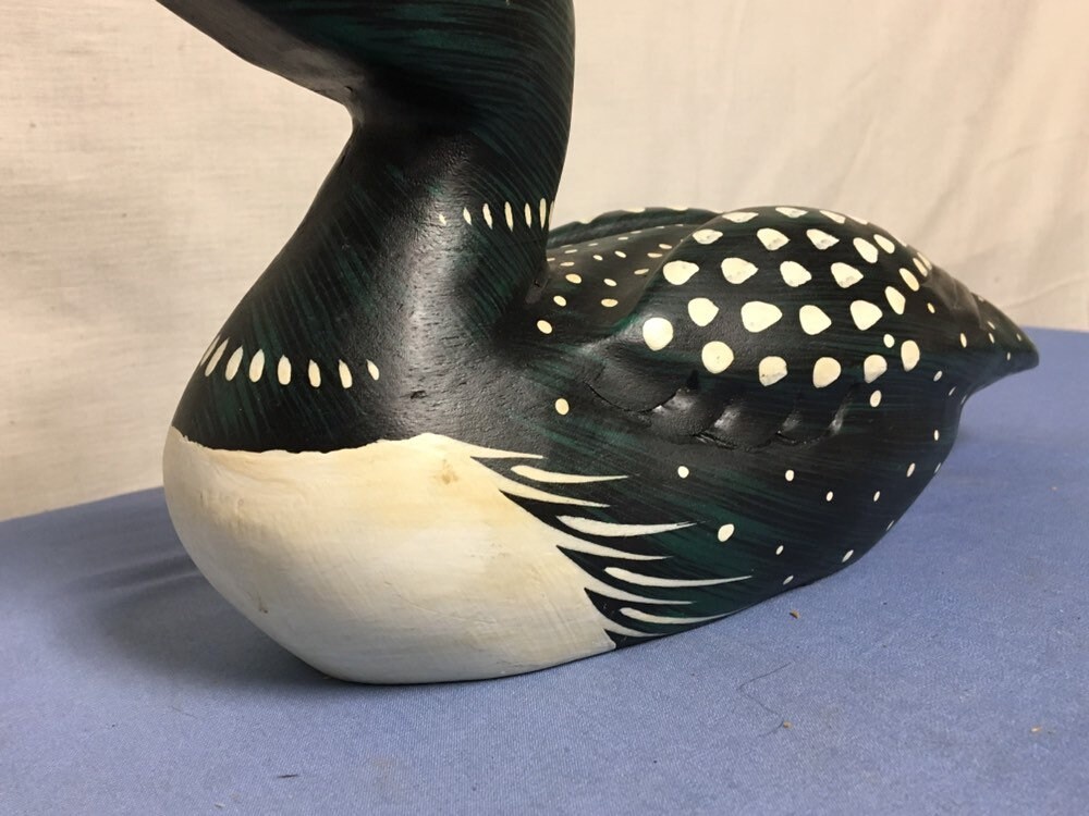 Hand Carved Wooden Loon Decoy, Duck Decoy, Hunting Lodge, Cabin Decor
