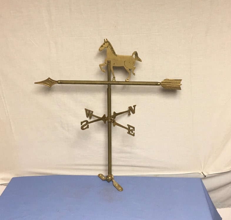 Vintage Brass Horse Weathervane, Ball Bearing Design with Adjustable