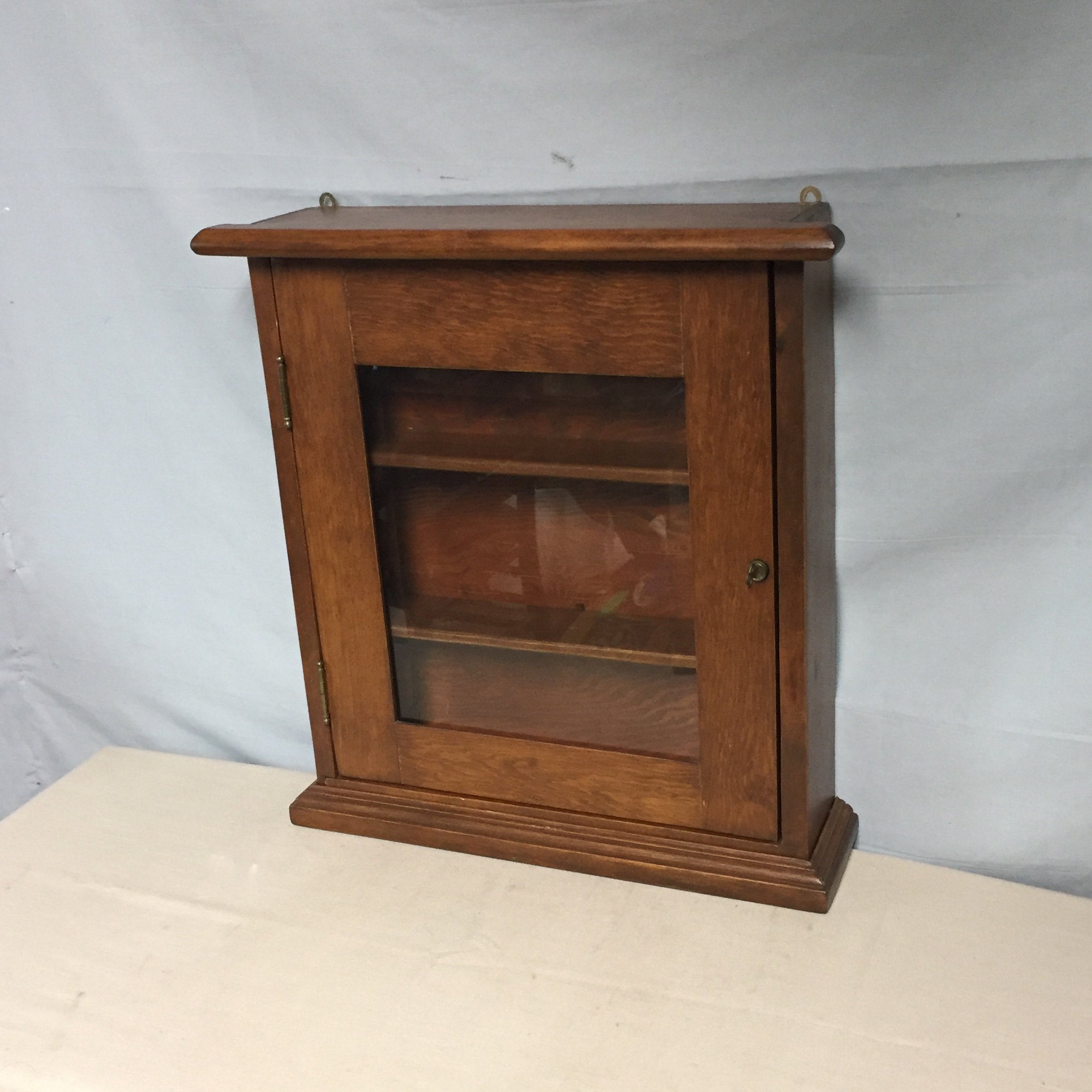Antique 1940 S Wooden Medicine Cabinet Cupboard With Beveled Glass