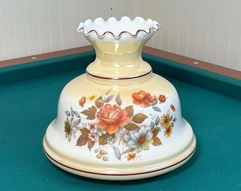 Floral Milk Glass Hurricane Lamp Shade: Abigail Adams 6-7/8 to 7" Fitter