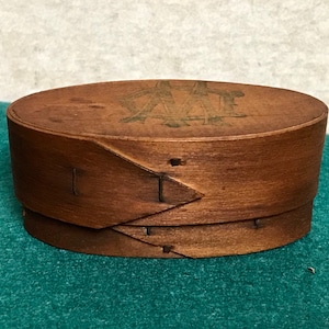Tiny 3&quot; Long, Antique Shaker Style Bentwood Pantry Box, Wooden Oval Box, Primitive Kitchen Storage,