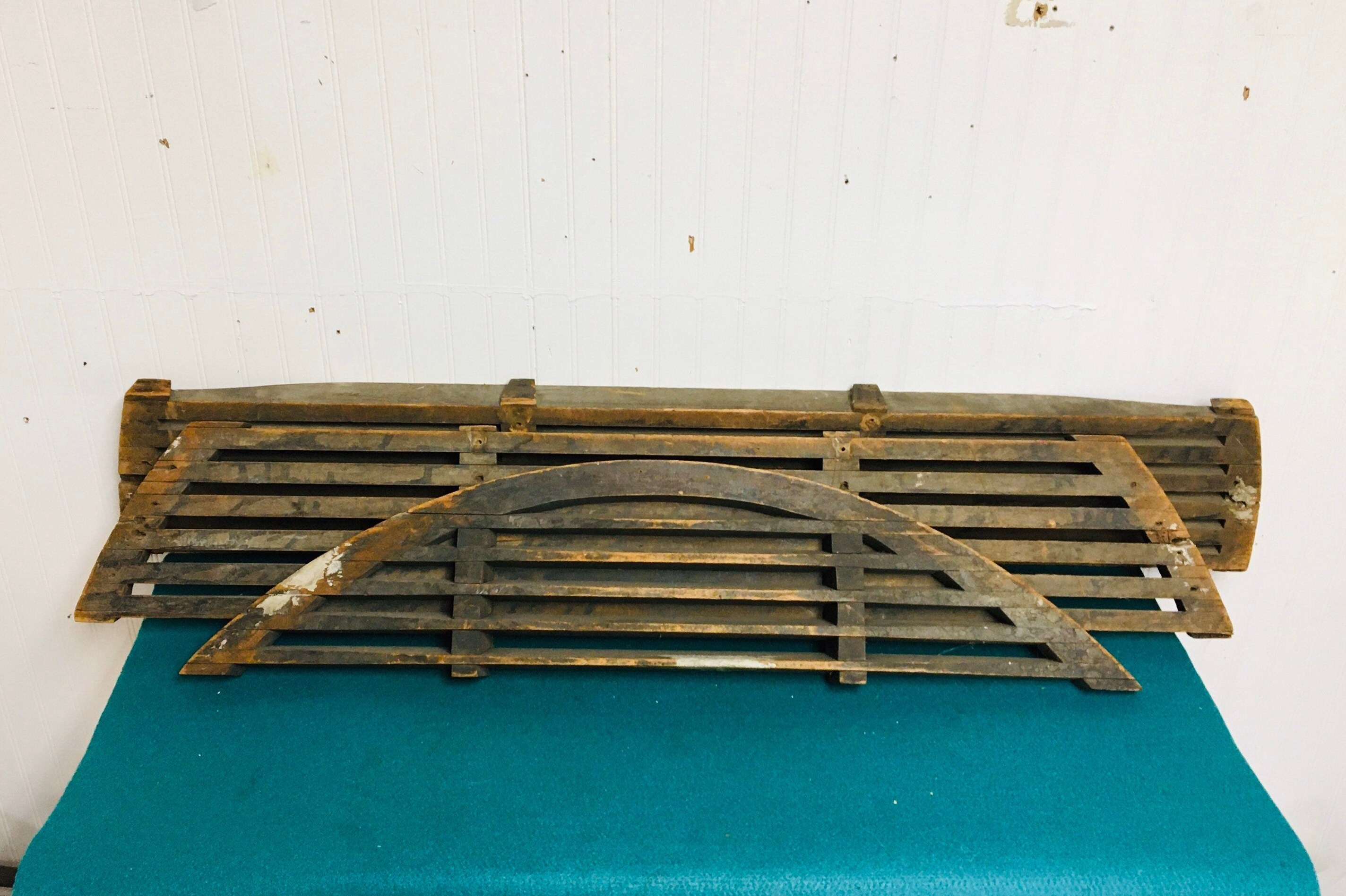 1900's Wooden Architectural Barn Louver, Half Round Gable Wall Vent