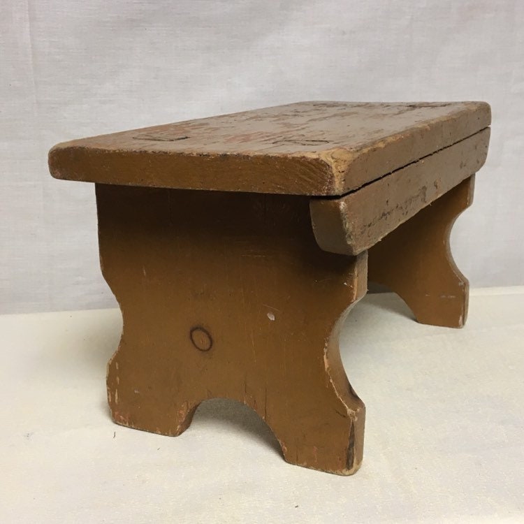Mortise and Tenon Stool, Handmade, Shabby Wooden Step Stool, Wood Foot