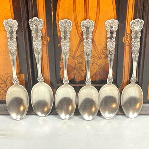 Gorham Sterling Silver Spoons, Buttercup Pattern, Pat. 1900, Set of 6, Small Teaspoons, Youth Spoons