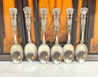 Gorham Sterling Silver Spoons, Buttercup Pattern, Pat. 1900, Set of 6, Small Teaspoons, Youth Spoons