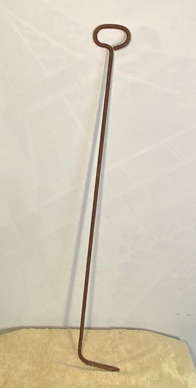 Antique Large 40 Hand Iron Fireplace Log Poker, Primitive