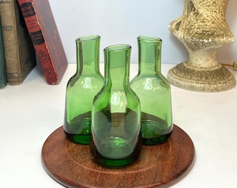 Maria Vinka, Emerald Green Glass Vase with Asymmetrical top, Set of 3