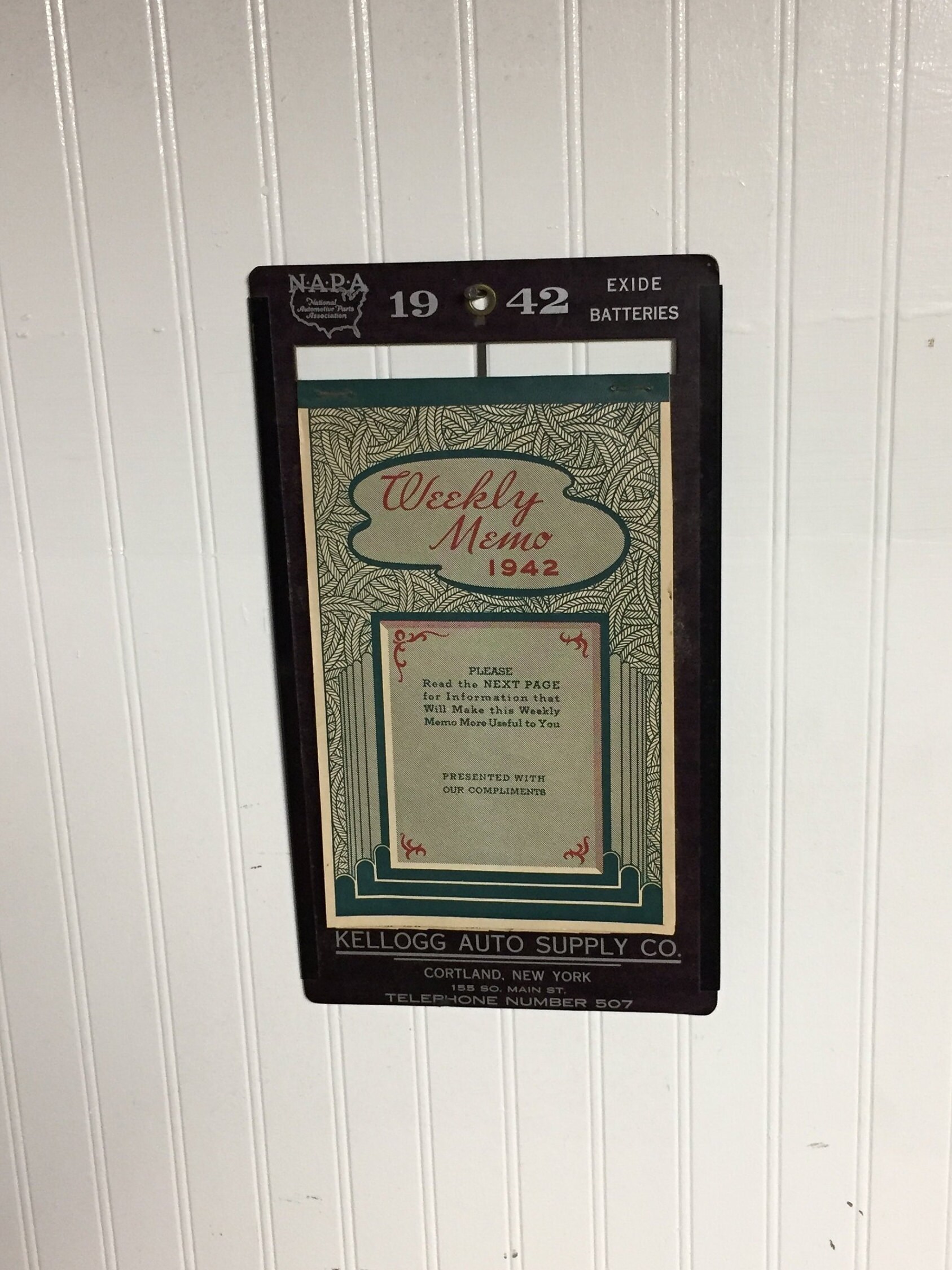 1940's Exide Batteries Advertising Calendar Memo Pad, Automotive