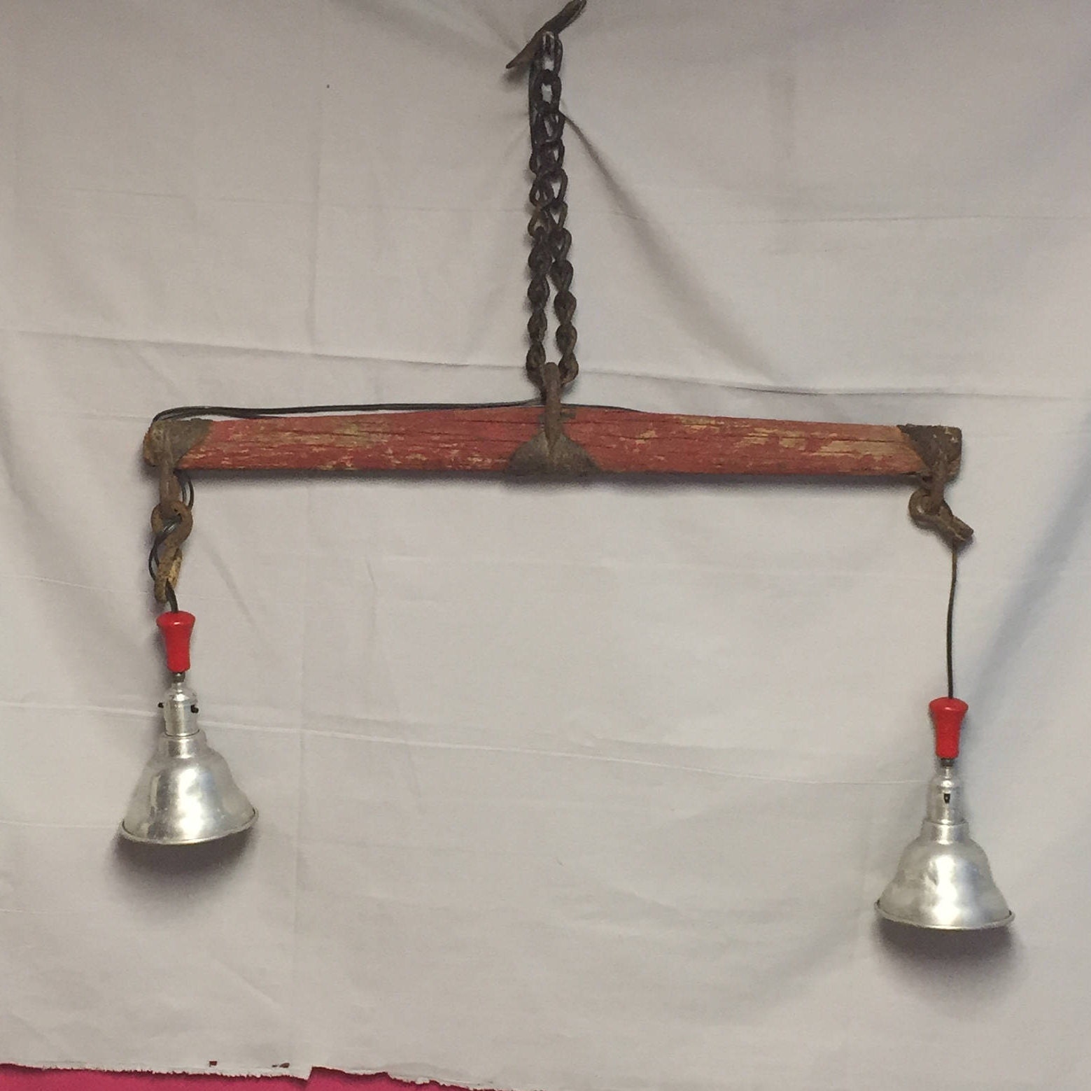 UNIQUE Double Pendant Ceiling Light Repurposed Horse Yoke Light