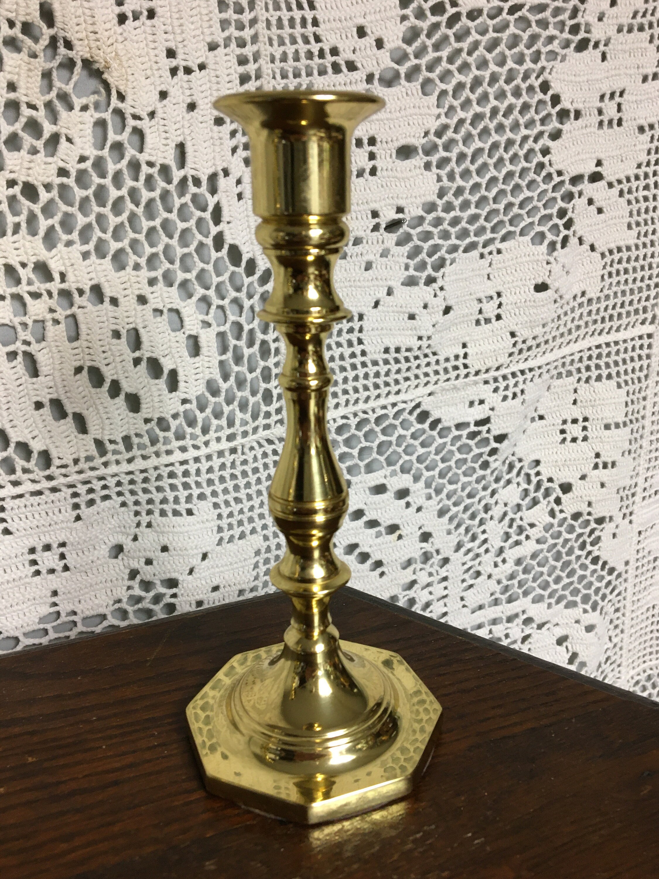Pair Baldwin Brass Candle Holders, 7 Tall, Solid Brass Candlesticks