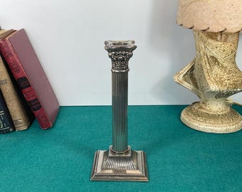 Godinger Silver Plate Candlestick, Corinthian Column Candle Holder