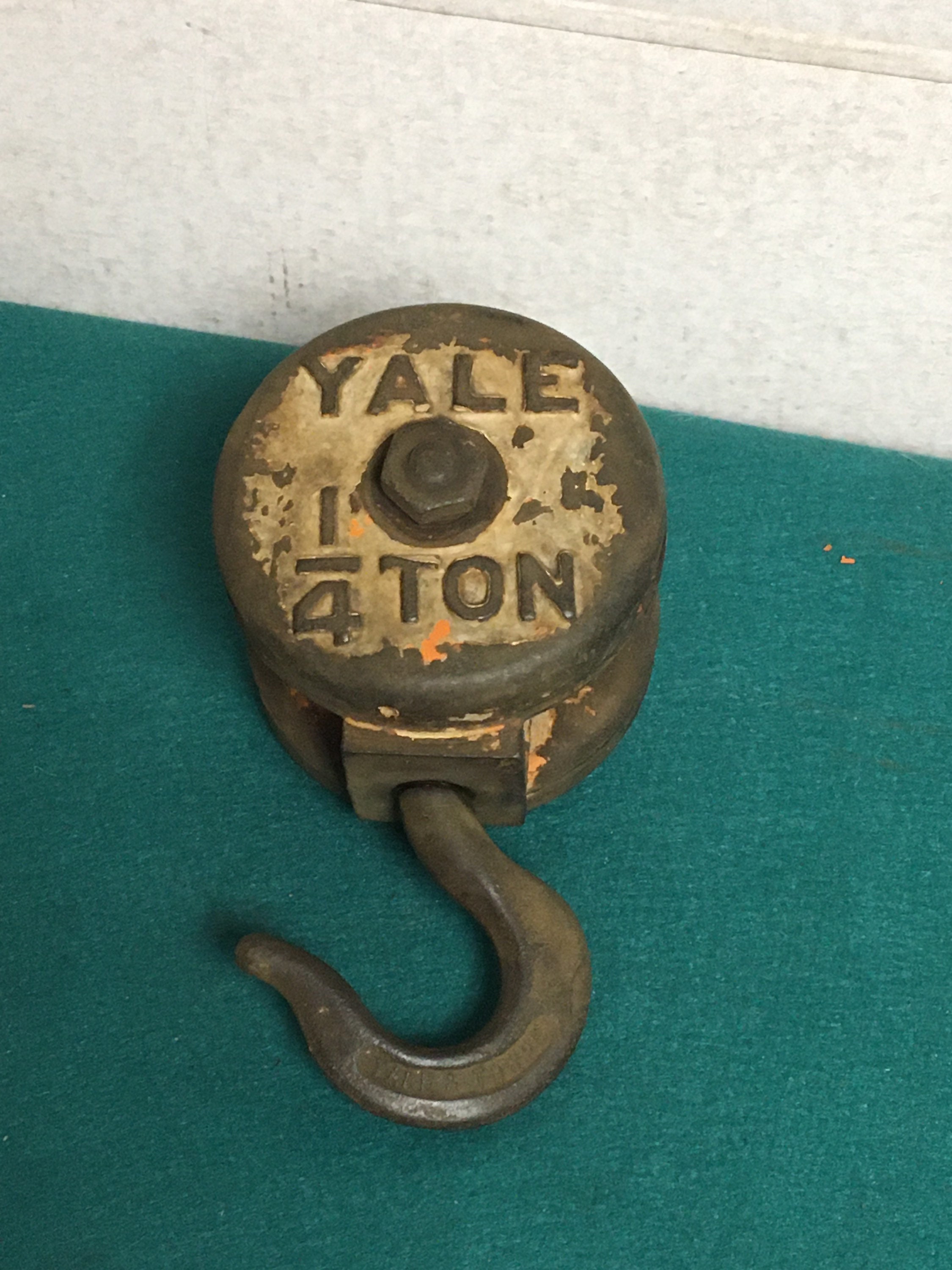 Antique YALE 1/4 Ton Double Iron Pulley, with Yale & Towne Hook