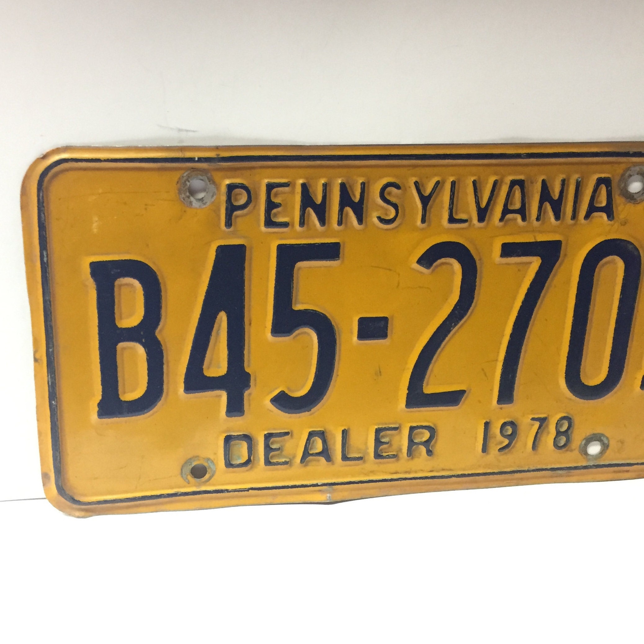 Pennsylvania Dealer License Plate, 1978, Number B45270B, Penna Tags
