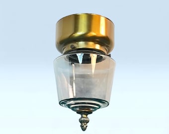 Vintage Jelly Jar Ceiling Light Fixture: Aged Brass Finish