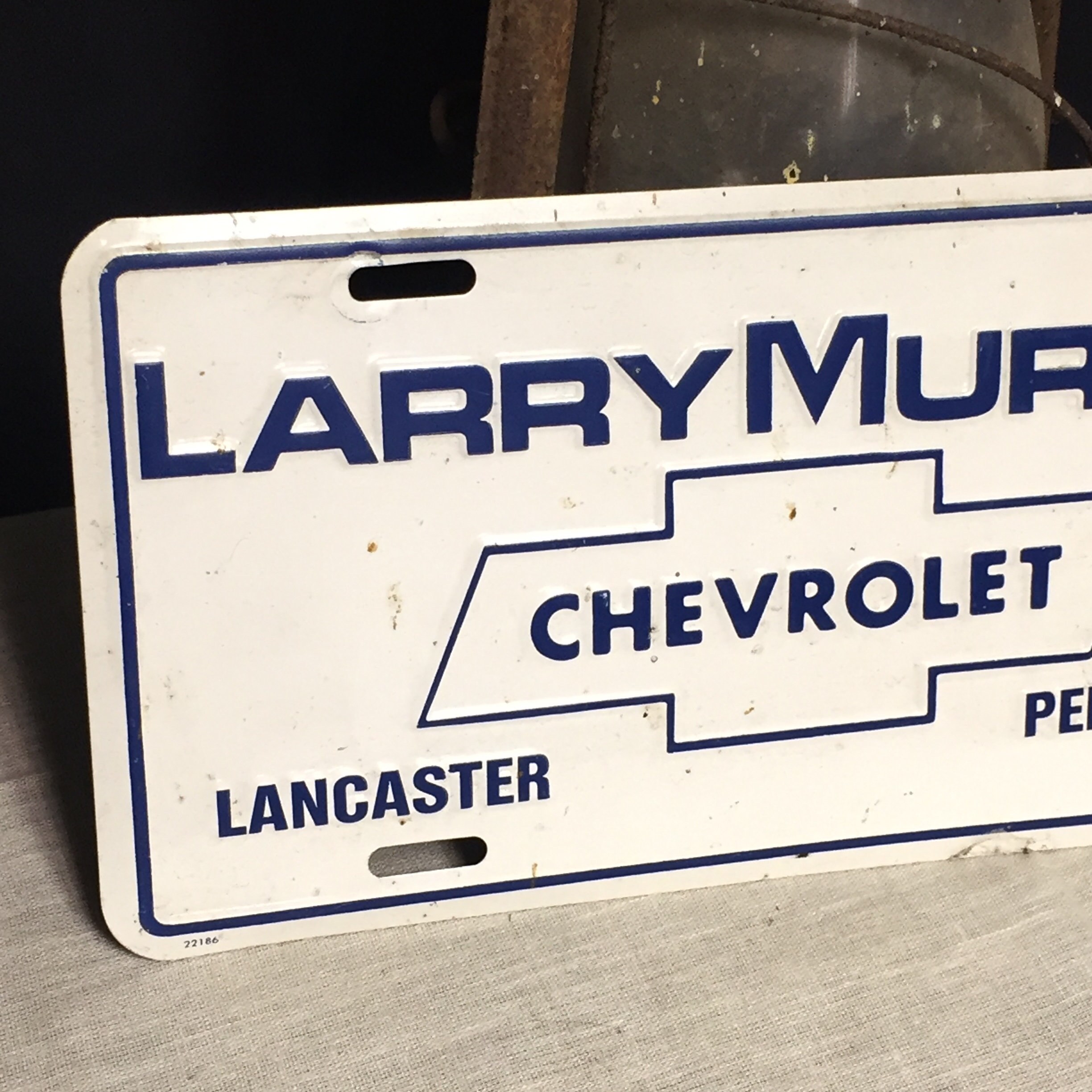Vintage Larry Murphy CHEVROLET Advertising License Plate, Lancaster Pa