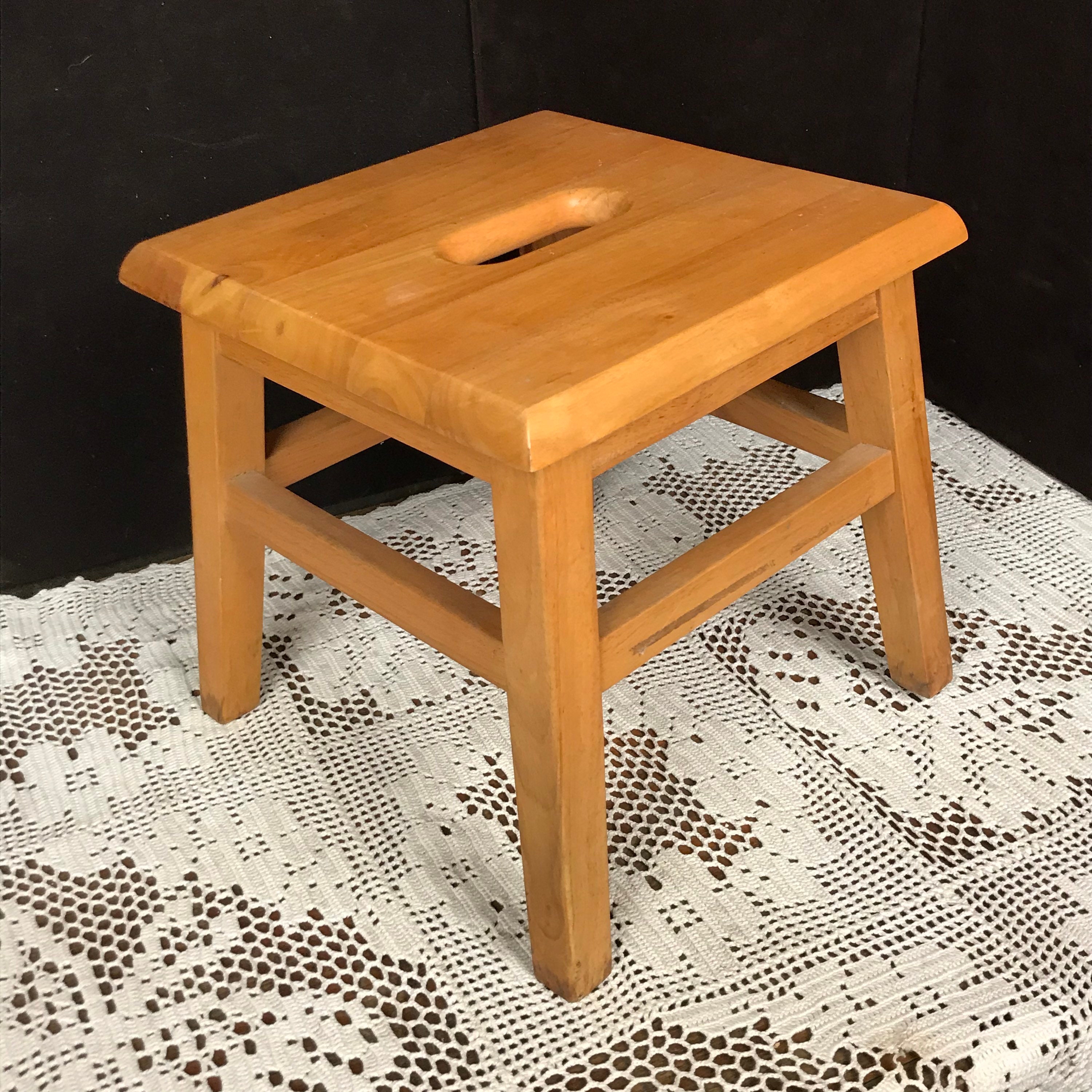 Solid Wood Square Footstool, Hand Hole Step Stool, Kid's Stool