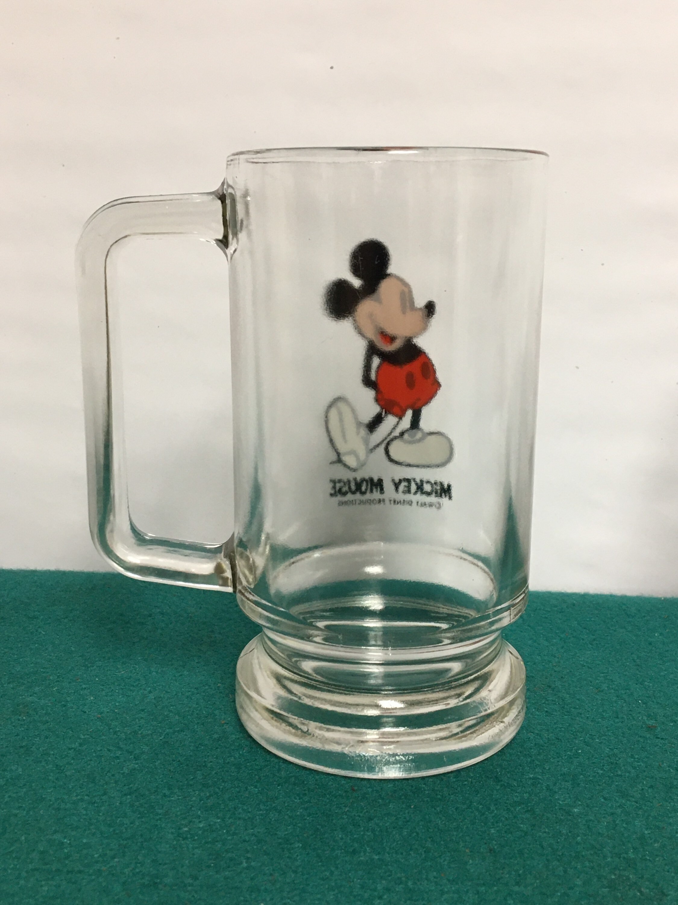 Mickey Mouse Drinking Glasses, Set of Two (2) Glasses With Handles