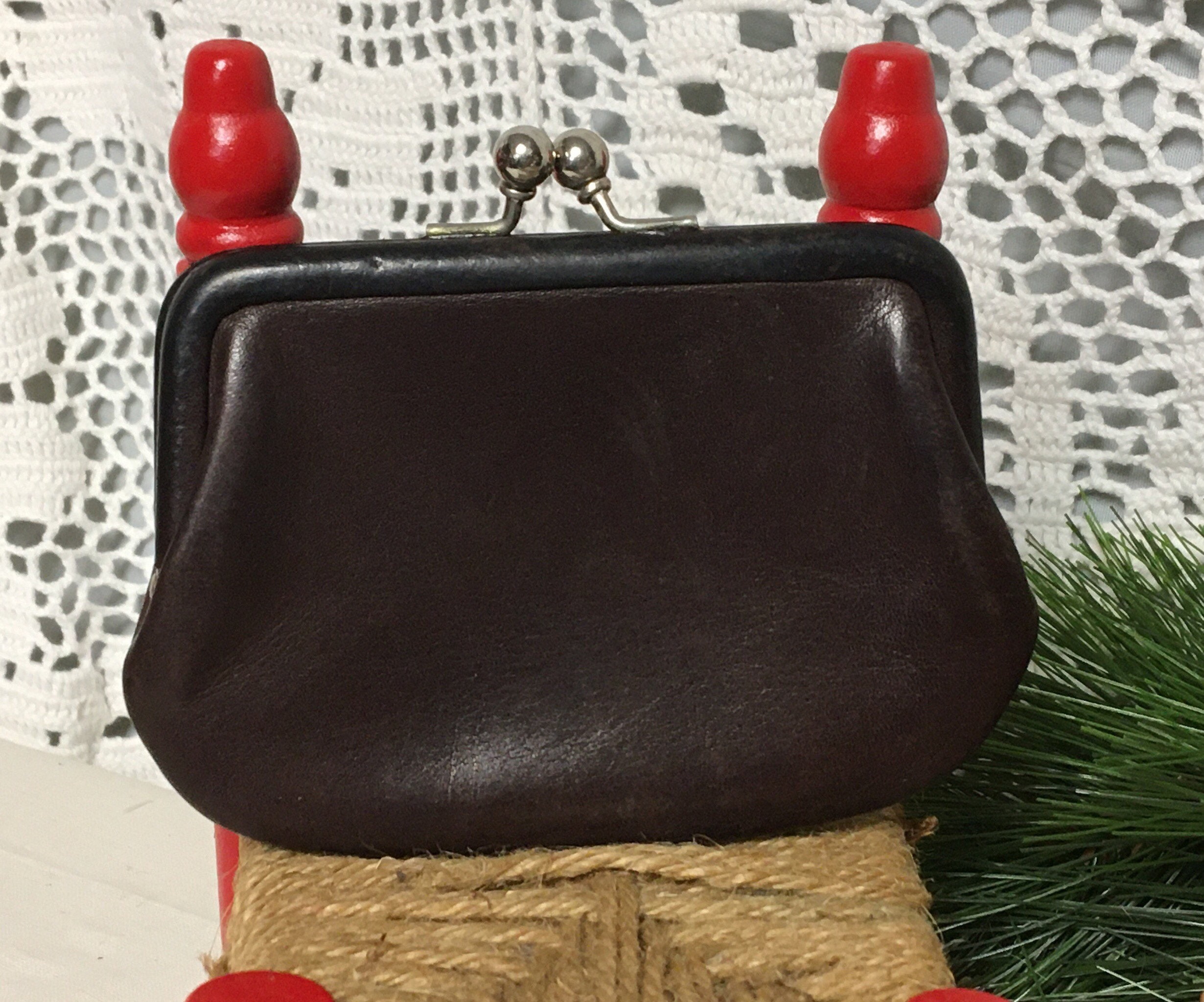 小物 Coach kiss lock coin purse Leather Brown Vintage Coach Kiss Lock Brown Leather Coin Purse. | eBay