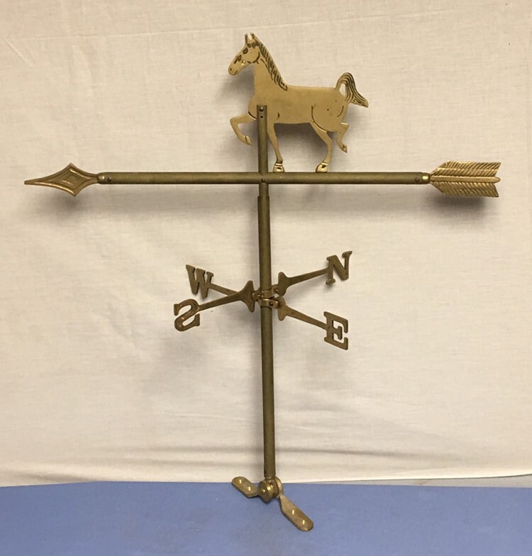 Vintage Brass Horse Weathervane, Ball Bearing Design with Adjustable