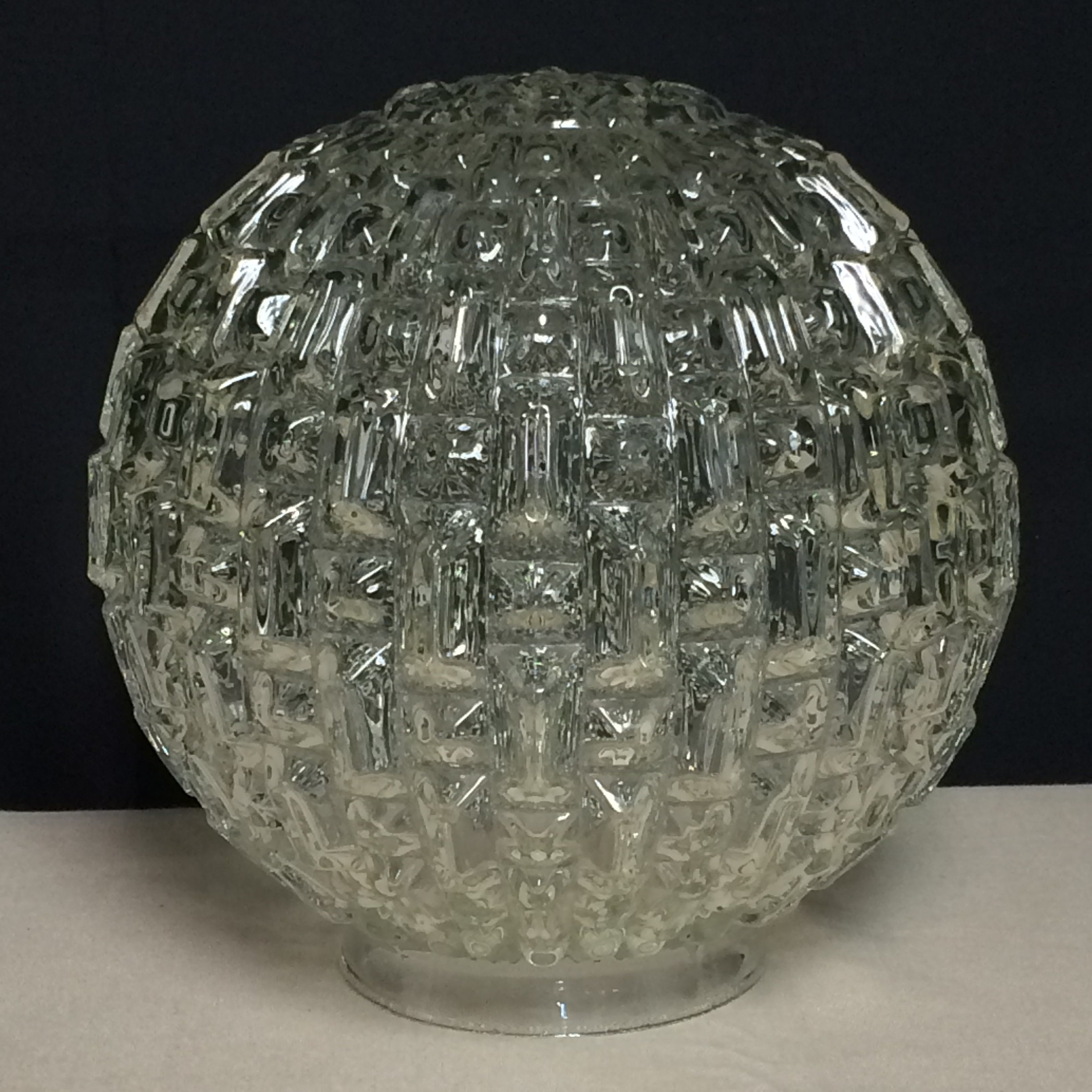 Vintage Cut Glass Pendant Ball Light Globe Shade, Art Deco Round Ball