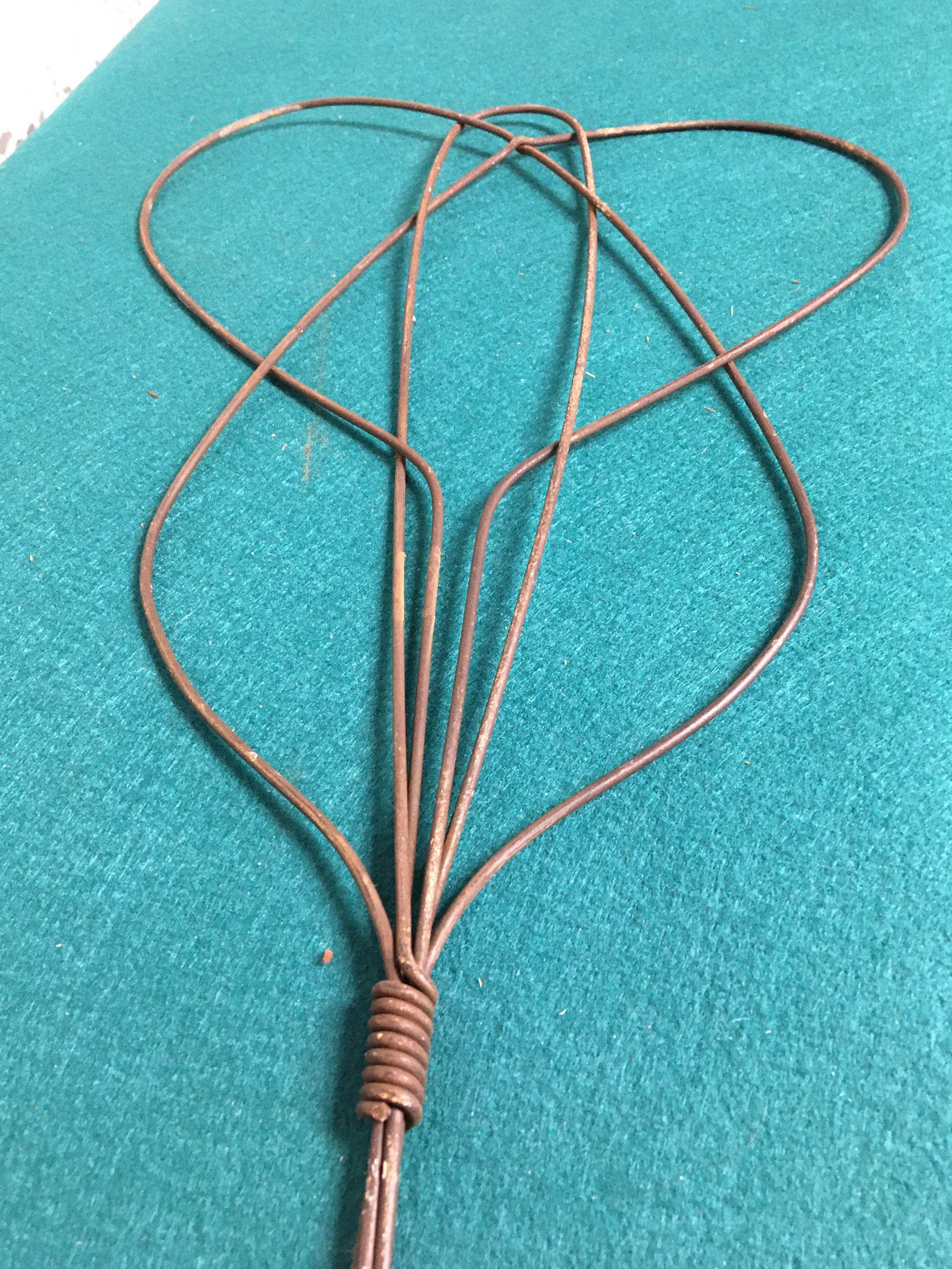 Antique Ornate 1920's Twisted Wire Rug Beater with Wooden Handle