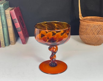 Empoli Amber Glass, Twisted Stem Compote